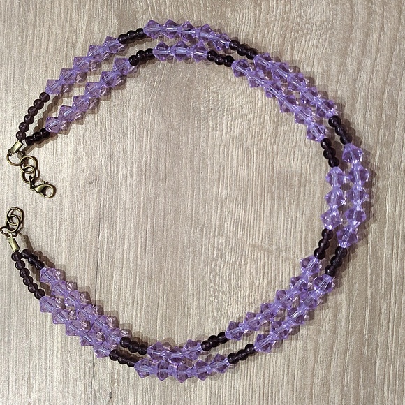 Handmade Jewelry - Purple Double Strand Beaded Ladies Necklace, Handmade Ladies Beaded Necklace